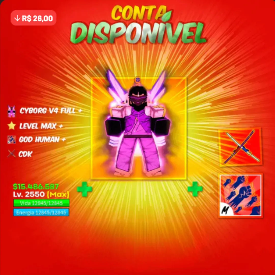 [🤖]  - CYBORG 100% FULL + LVL 2600 + CDK + SG + GOD HUMAN + GUIA EXCLUSIVO - TUDO GARANTIDO!!! 🤩